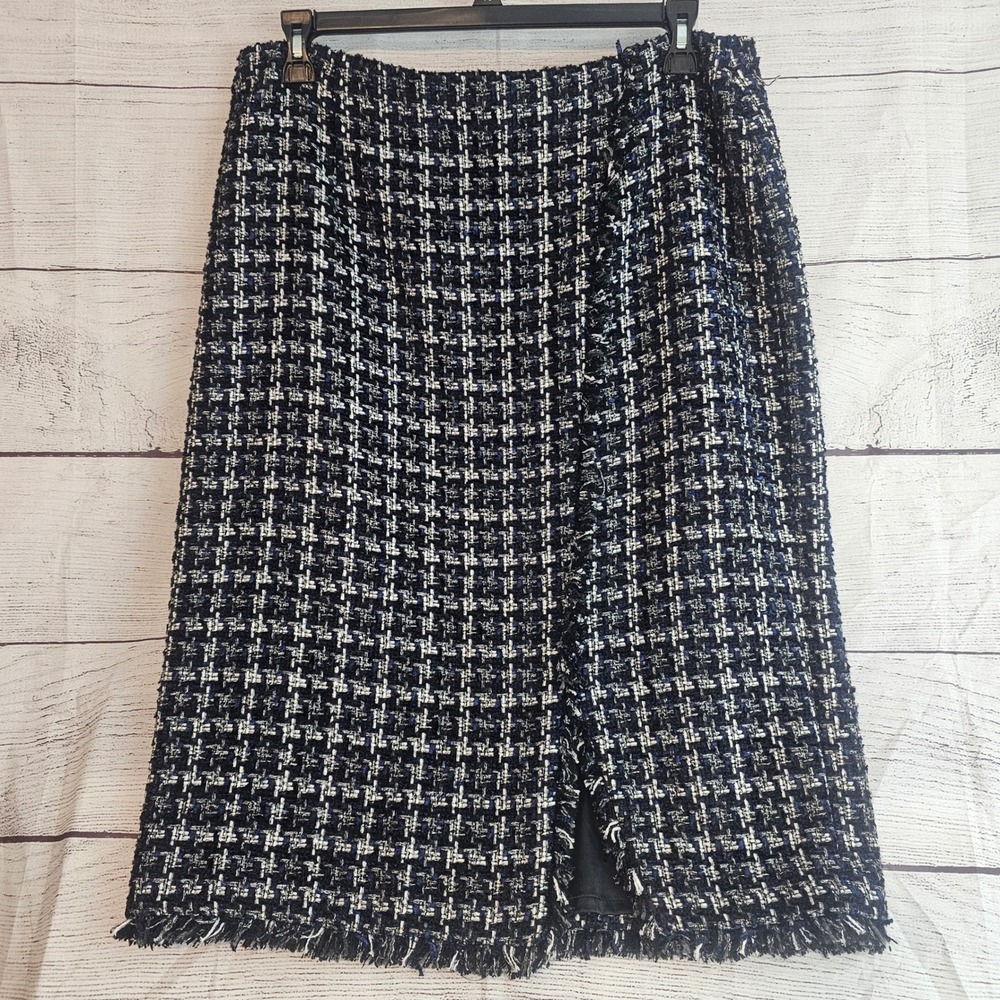 Preston & York Size 16 Nautical Glam Eileen Tweed Navy Faux Wrap Skirt NWT 1053
